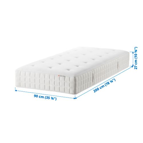 IKEA - HYLLESTAD, single bed mattress, white, 90x200 cm