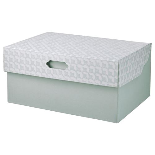 IKEA - HYVENS, box with lid, grey-green, 33x23x15 cm