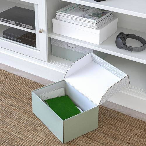 IKEA - HYVENS, box with lid, grey-green, 33x23x15 cm