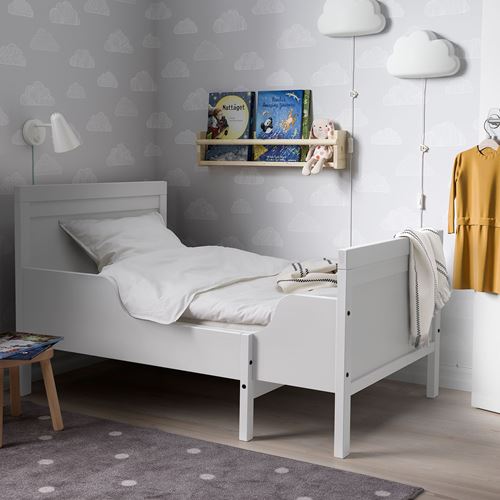 IKEA - SUNDVIK/LINDBADEN, extendable bed, grey, 80x200 cm