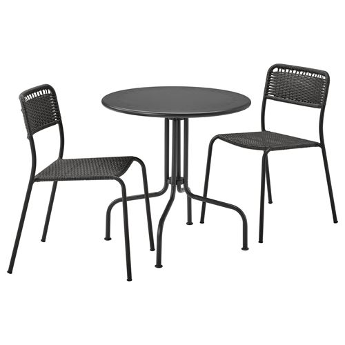IKEA - LACKÖ/VIHOLMEN, masa ve sandalye seti, koyu gri