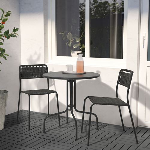 IKEA - LACKÖ/VIHOLMEN, masa ve sandalye seti, koyu gri