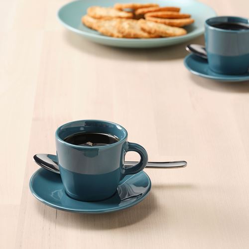 IKEA - FARGKLAR, Turkish coffee cup set, polished dark turquoise, 7 cl