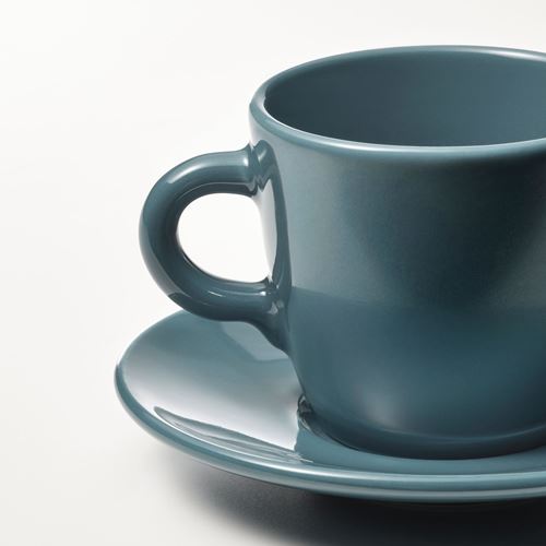 IKEA - FARGKLAR, Turkish coffee cup set, polished dark turquoise, 7 cl