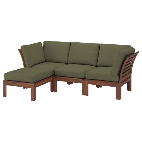 IKEA - APPLARÖ, 3'lü bahçe kanepesi ve ayak uzatma taburesi, kahverengi