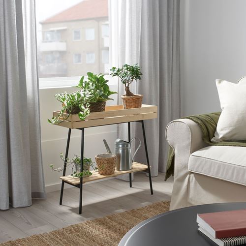 IKEA - VANILJSTANG, plant stand, pine/black, 67 cm