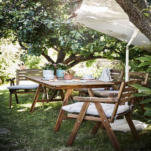 IKEA - FALHOLMEN, dining table and chairs, light brown