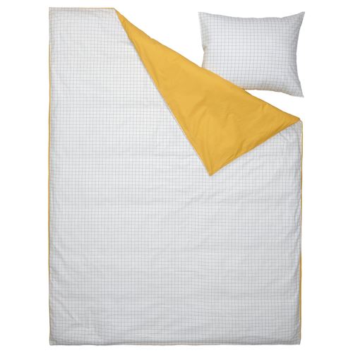 IKEA - VANKRETS, kids' bedding set, white/yellow, 150x200/50x60 cm