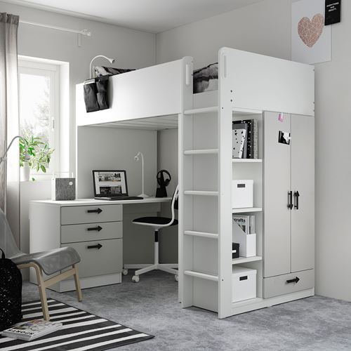 IKEA - SMASTAD, bunk bed, white/grey, 90x200 cm