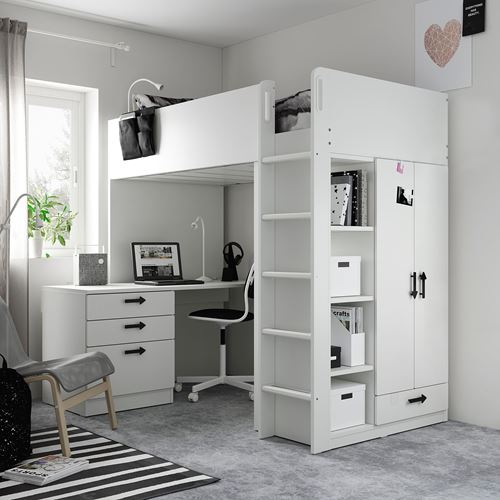 IKEA - SMASTAD, bunk bed, white, 90x200 cm