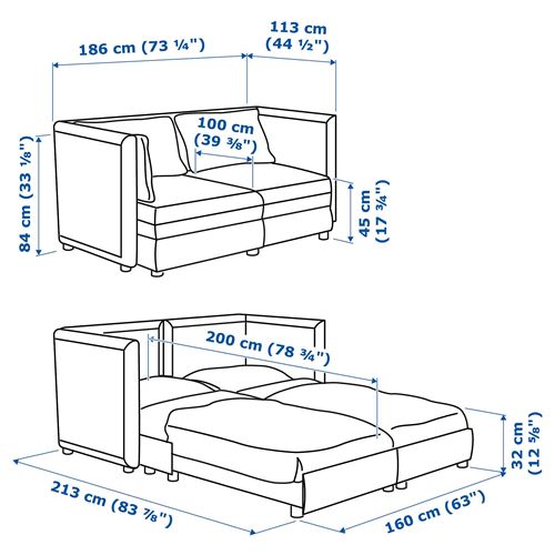 IKEA - VALLENTUNA, 2-seat sofa-bed, hillared beige
