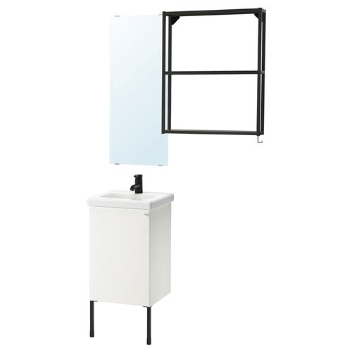 IKEA - ENHET/TVALLEN, bathroom furniture set, white/anthracite, 44x43x87 cm