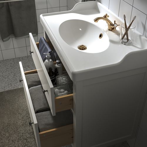 IKEA - HEMNES/RUTSJÖN, lavabo dolabı kombinasyonu, beyaz, 82x49x95 cm