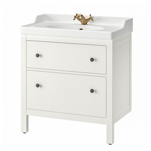 HEMNES/RUTSJÖN lavabo dolabı kombinasyonu, beyaz