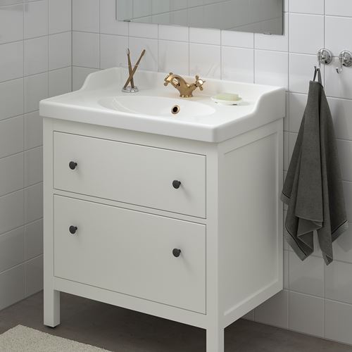 IKEA - HEMNES/RUTSJÖN, lavabo dolabı kombinasyonu, beyaz, 82x49x95 cm