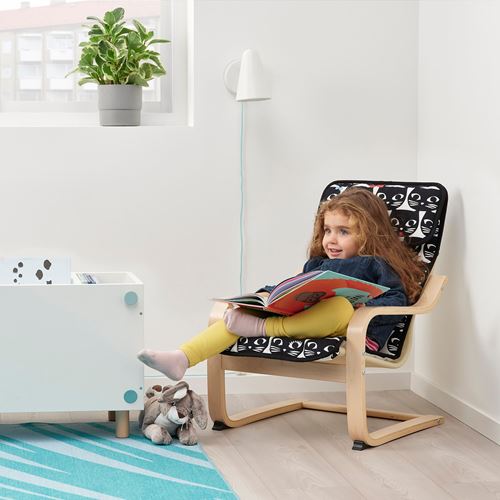 IKEA - POANG, children's armchair, black-white