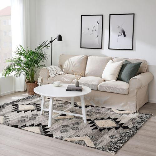 IKEA - TANNISBY, handwoven rug, grey/white, 160x230 cm