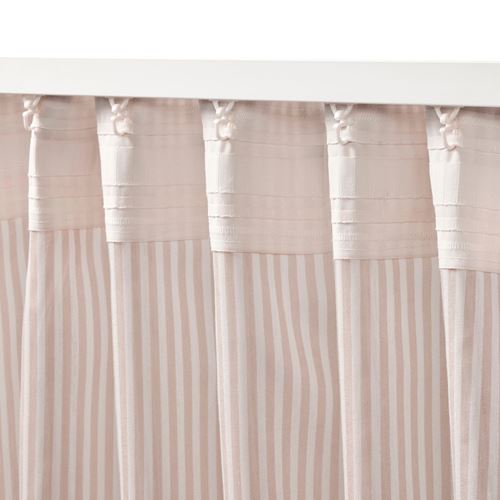 IKEA - BYMOTT, background curtain, 1 pair, white/beige striped, 120x300 cm