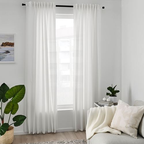 IKEA - GUNNLAUG, sound absorbing curtain, white, 145x300 cm