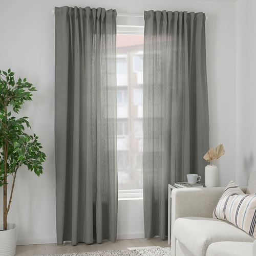 IKEA - TIBAST, blackout curtain, 1 pair, dark green, 145x300 cm