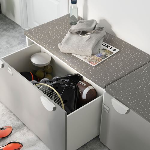 IKEA - SMASTAD, storage unit-bench, white/grey, 90x50x48 cm