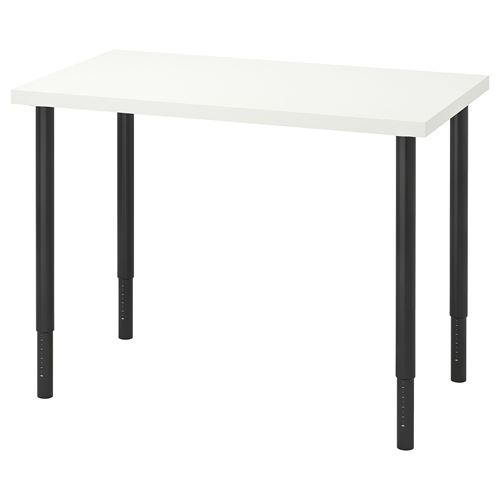 IKEA - LINNMON/OLOV, desk, white/black, 100x60 cm