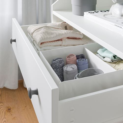 IKEA - HAUGA, bedroom furniture combination, lofallet beige-white, 140x200 cm