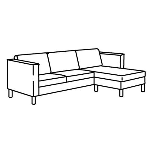 IKEA - PARUP, uzanma koltuklu 4'lü kanepe iskeleti, renksiz