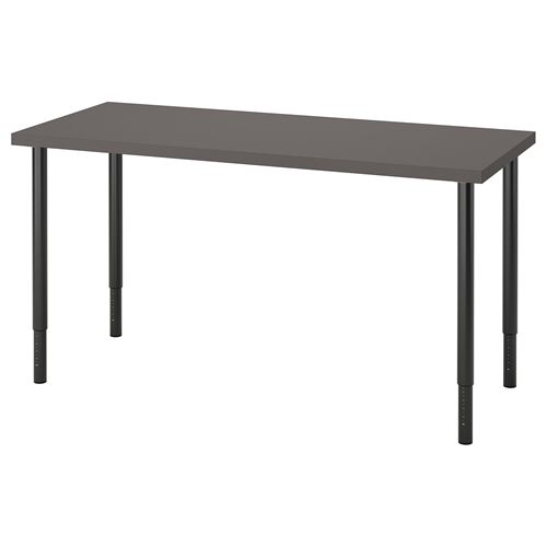 IKEA - LAGKAPTEN/OLOV, çalışma masası, koyu gri-siyah, 140x60 cm