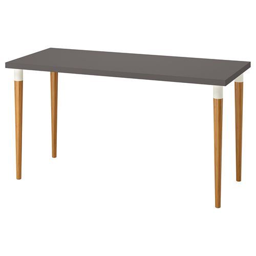 IKEA - LAGKAPTEN/HILVER, desk, bamboo-grey, 140x60 cm