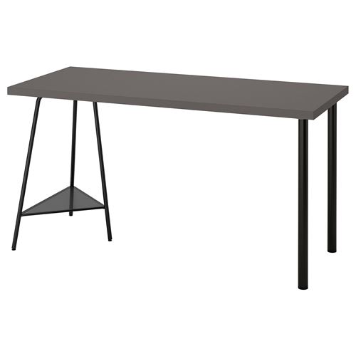 IKEA - LAGKAPTEN/TILLSLAG, desk, dark grey/black, 140x60 cm