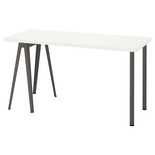 IKEA - LAGKAPTEN/NARSPEL, desk, white/dark grey, 140x60 cm