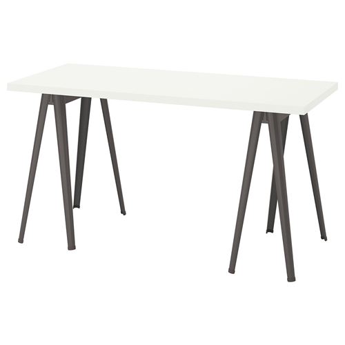 IKEA - LAGKAPTEN/NARSPEL, desk, white/dark grey, 140x60 cm