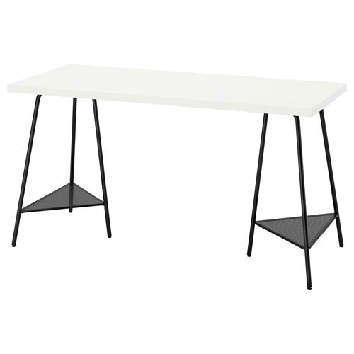 IKEA - LAGKAPTEN/TILLSLAG, desk, white/black, 140x60 cm