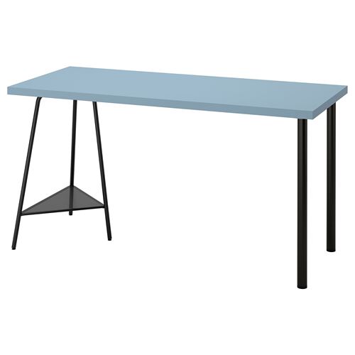 IKEA - LAGKAPTEN/TILLSLAG, desk, blue/black, 140x60 cm