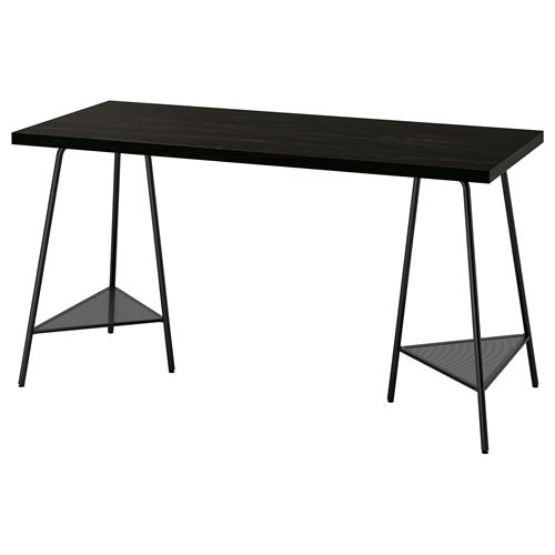 IKEA - LAGKAPTEN/TILLSLAG, desk, black-brown/black, 140x60 cm