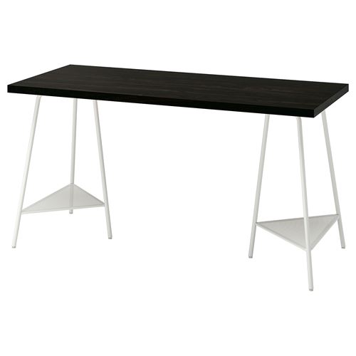 IKEA - LAGKAPTEN/TILLSLAG, desk, black-brown-white, 140x60 cm