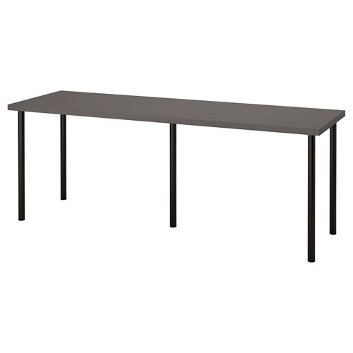 IKEA - LAGKAPTEN/ADILS, desk, dark grey/black, 200x60 cm