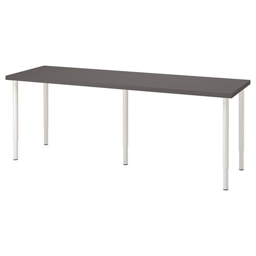 IKEA - LAGKAPTEN/OLOV, çalışma masası, koyu gri-beyaz, 200x60 cm