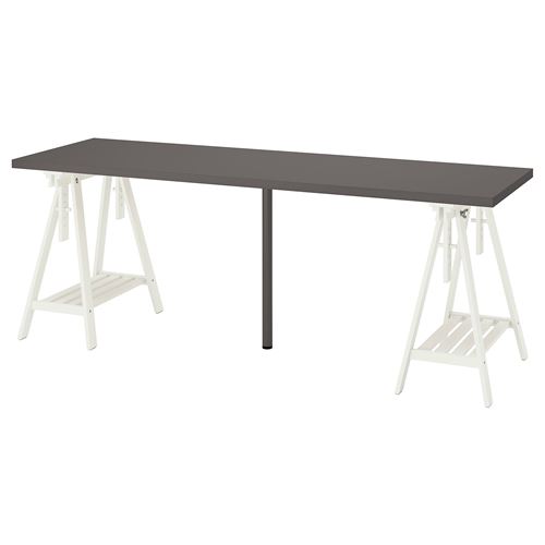 IKEA - LAGKAPTEN/MITTBACK, desk, dark grey-white, 200x60 cm
