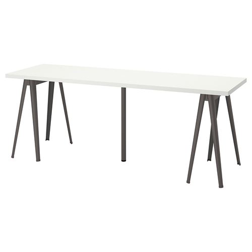 IKEA - LAGKAPTEN/NARSPEL, desk, white/dark grey, 200x60 cm