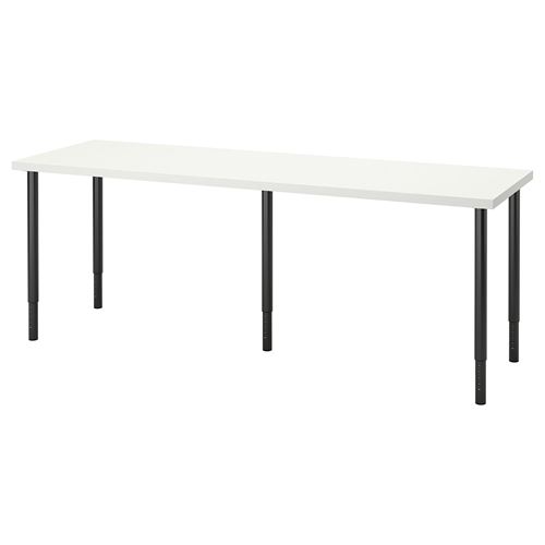 IKEA - LAGKAPTEN/OLOV, desk, white/black, 200x60 cm