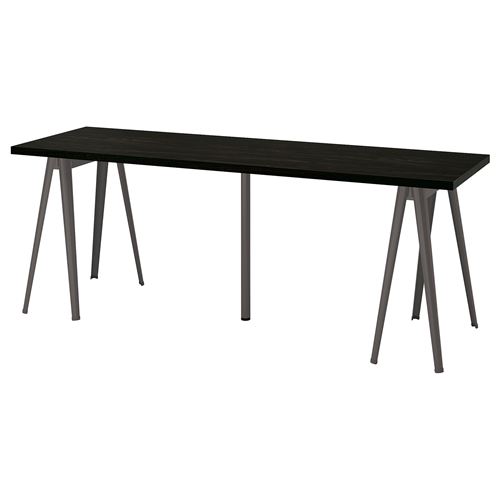 IKEA - LAGKAPTEN/NARSPEL, desk, black-brown/dark grey, 200x60 cm