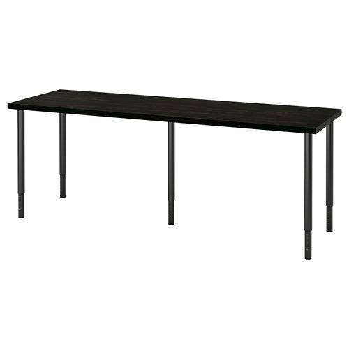 IKEA - LAGKAPTEN/OLOV, desk, black-brown/black, 200x60 cm