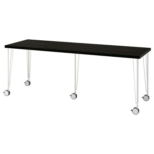 IKEA - LAGKAPTEN/KRILLE, desk, black-brown-white, 200x60 cm