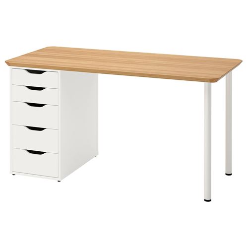 IKEA - ALEX, desk, bamboo/white, 140x65 cm