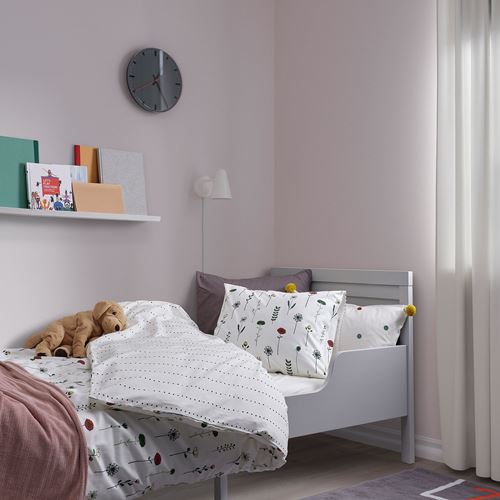 IKEA - NATTSLANDA, single quilt cover and pillowcase, white/multicolour, 150x200/50x60 cm