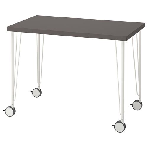 IKEA - LINNMON/KRILLE, desk, dark grey-white, 100x60 cm