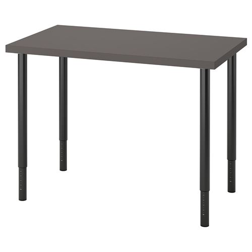 IKEA - LINNMON/OLOV, desk, dark grey/black, 100x60 cm