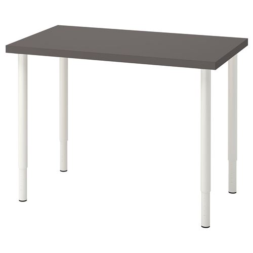 IKEA - LINNMON/OLOV, desk, dark grey-white, 100x60 cm